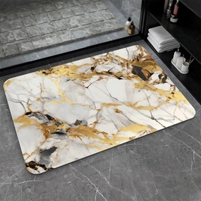 Bath Mat-Bathroom Rug，Abstract Marble Gold-Absorbent Non Slip Quick Dry Stain Resistant Easy to Clean Care Shower Rug for Bathtub Shower Room 16×24Inch (40 * 60cm)