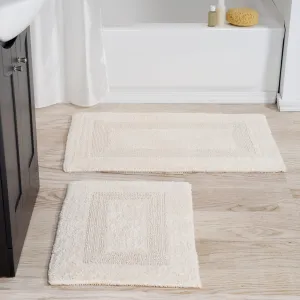 Bathroom Rugs - 2-Piece Cotton Bathroom Mat Set - Machine Washable Bath Mats for Washroom, Kitchen, or Laundry Room by Lavish Home (Ivory)