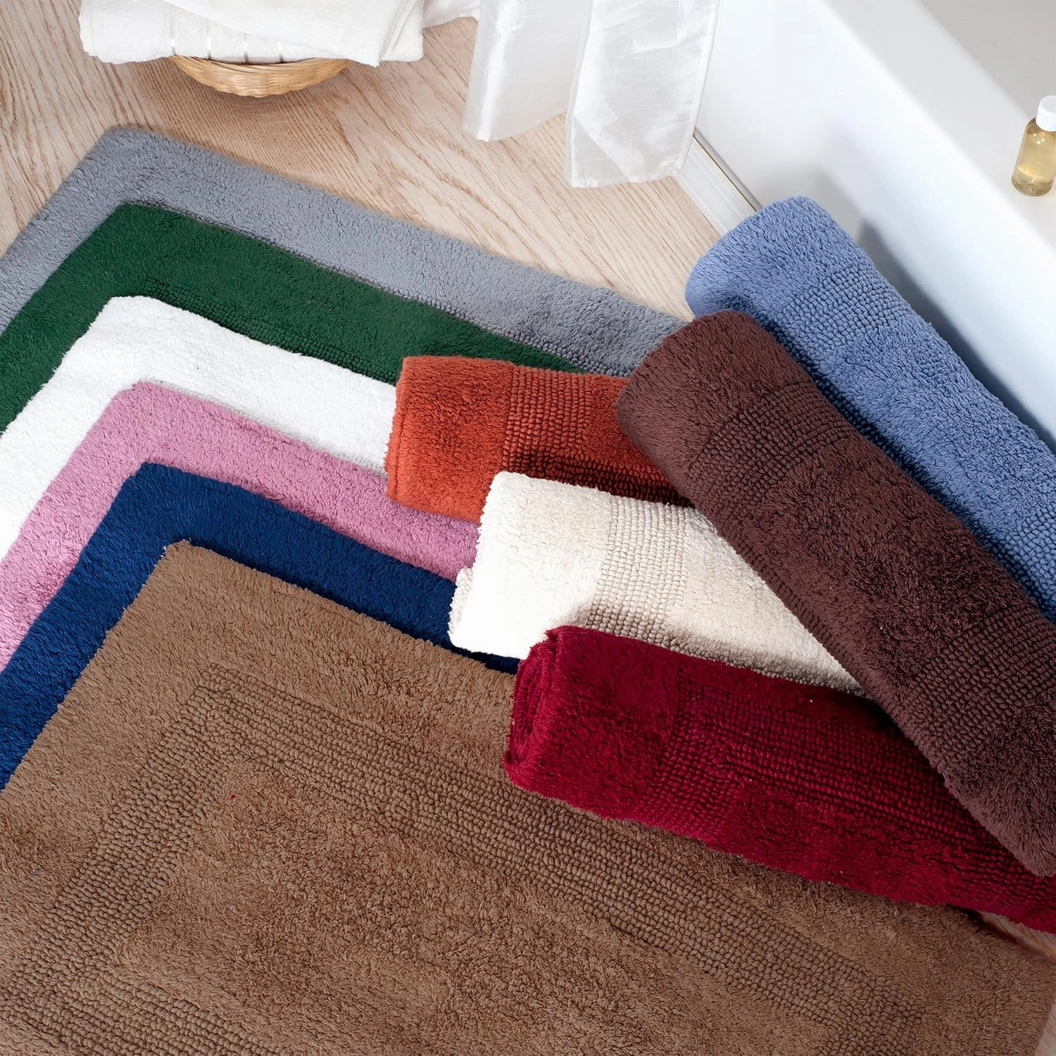 Bathroom Rugs - 2-Piece Cotton Bathroom Mat Set - Machine Washable Bath Mats for Washroom, Kitchen, or Laundry Room by Lavish Home (Taupe)