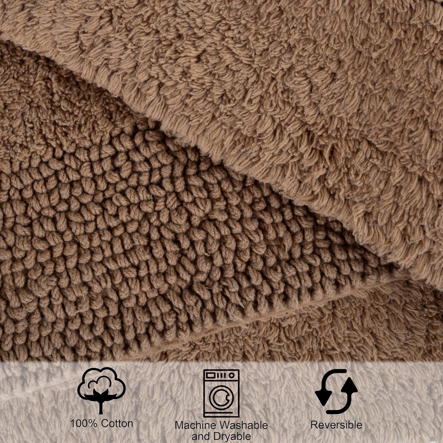Bathroom Rugs - 2-Piece Cotton Bathroom Mat Set - Machine Washable Bath Mats for Washroom, Kitchen, or Laundry Room by Lavish Home (Taupe)