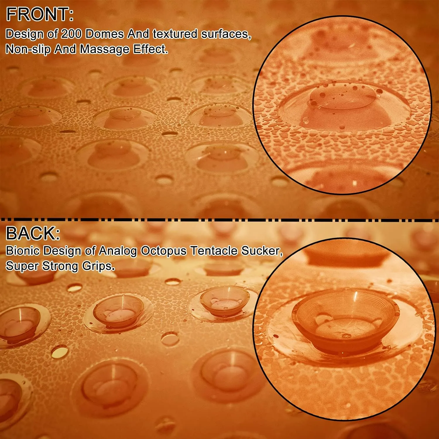 Bathtub Mats for Shower Tub, Extra Long Non-Slip 39 x 16 Inch Bath Mat with Drain Holes and Suction Cups, BathMat for Bathroom with Machine Washable (Clear Brown)