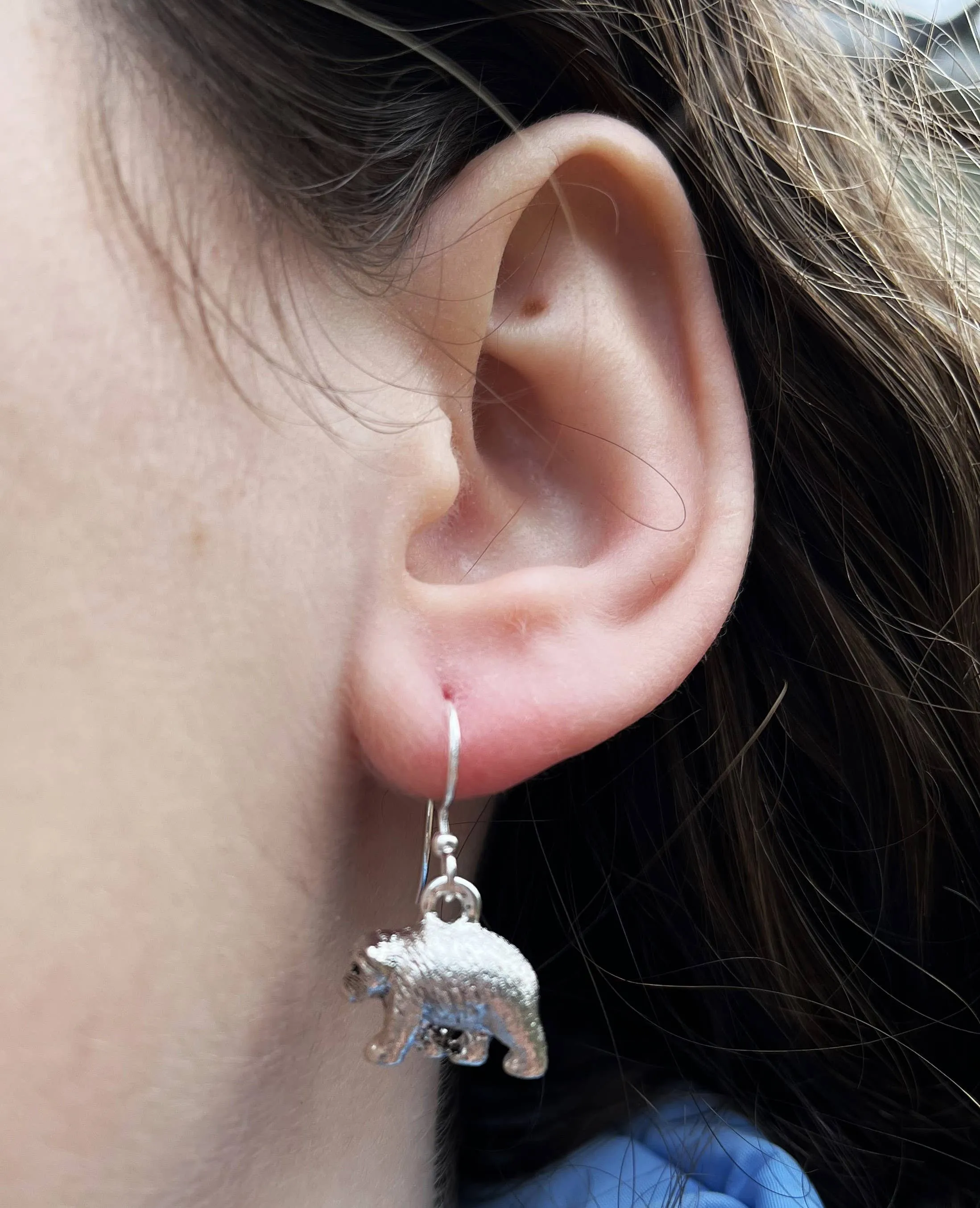 Bear Dangle Earrings sterling plate Natural History