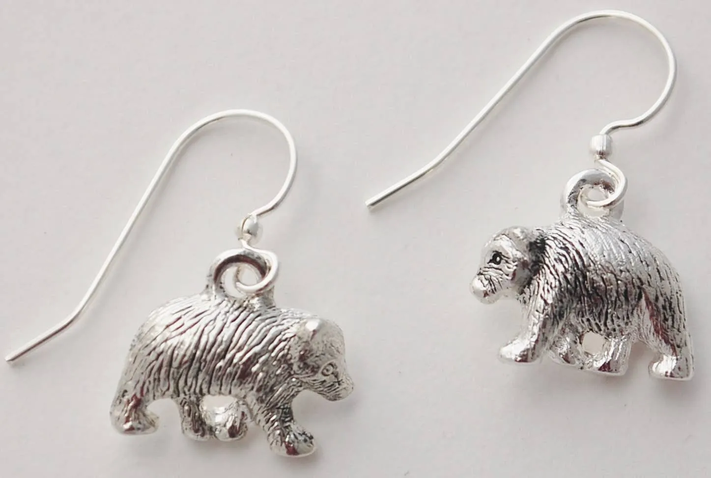 Bear Dangle Earrings sterling plate Natural History