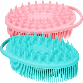 Beaupretty 2 Pack Silicone Body Brush Dual-Sided Exfoliating Bath Massage Tool Soft Bristles for Gentle Cleansing Body Scrub Brush Hook