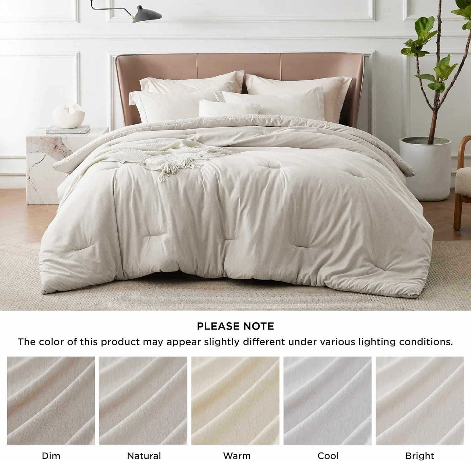 Bedsure King Size Comforter Set - Beige Soft Bedding for All Seasons, Cationic Dyed Bed Set, 3 Pieces, 1 King Size Comforter (104"x90") and 2 Pillow Shams (20"x36" 2")