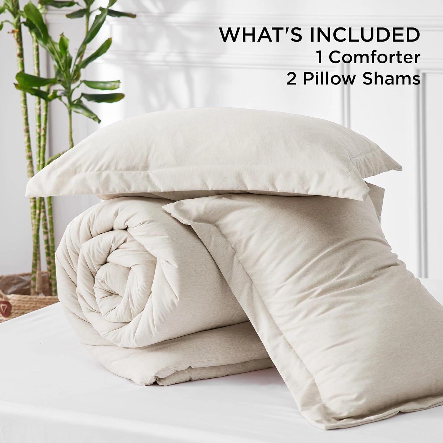 Bedsure King Size Comforter Set - Beige Soft Bedding for All Seasons, Cationic Dyed Bed Set, 3 Pieces, 1 King Size Comforter (104"x90") and 2 Pillow Shams (20"x36" 2")