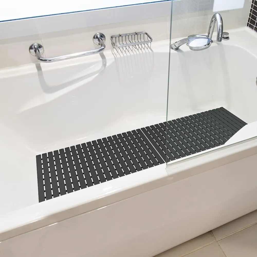 BEMISO Shower Mat Non Slip Bathtub Mat with Suction Cups and Drain Holes 27.5 x15.7 Inch Bath Mat for Tub & Shower.Easy Dry,Easy to Cut,Eco-Friendly