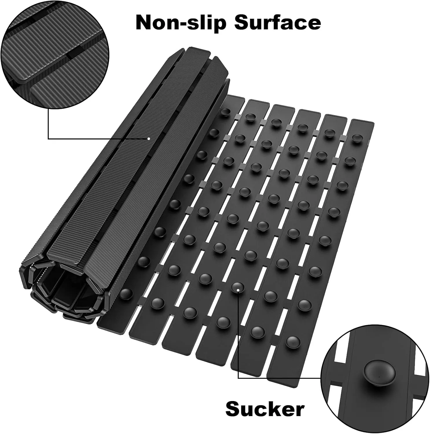 BEMISO Shower Mat Non Slip Bathtub Mat with Suction Cups and Drain Holes 27.5 x15.7 Inch Bath Mat for Tub & Shower.Easy Dry,Easy to Cut,Eco-Friendly