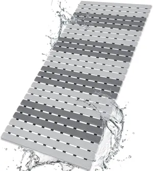 BEMISO Shower Mat Non Slip Bathtub Mat with Suction Cups and Drain Holes 37.4 x15.7 Inch Bath Mat for Tub & Shower.Easy Dry,Easy to Cut,Eco-Friendly