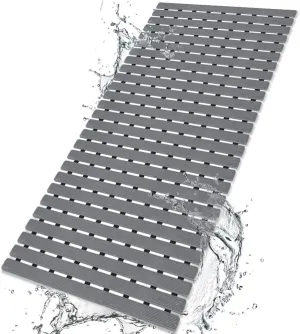 BEMISO Shower Mat Non Slip Bathtub Mat with Suction Cups and Drain Holes 37.4 x15.7 Inch Bath Mat for Tub & Shower.Easy Dry,Easy to Cut,Eco-Friendly