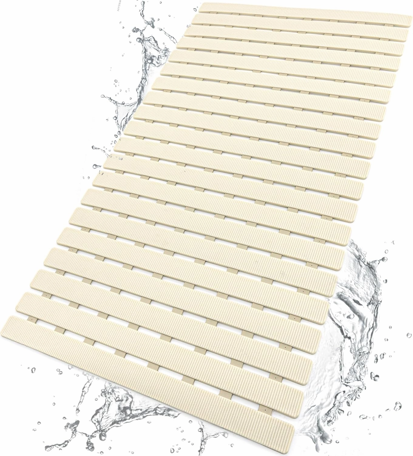 BEMISO Shower Mat Non Slip Bathtub Mat with Suction Cups and Drain Holes 27.5 x15.7 Inch Bath Mat for Tub & Shower.Easy Dry,Easy to Cut,Eco-Friendly