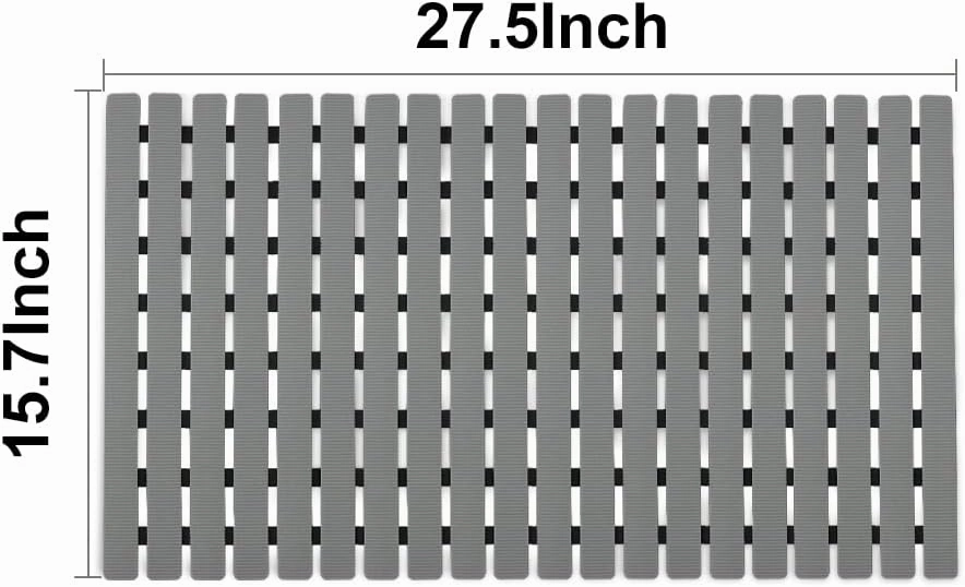 BEMISO Shower Mat Non Slip Bathtub Mat with Suction Cups and Drain Holes 27.5 x15.7 Inch Bath Mat for Tub & Shower.Easy Dry,Easy to Cut,Eco-Friendly