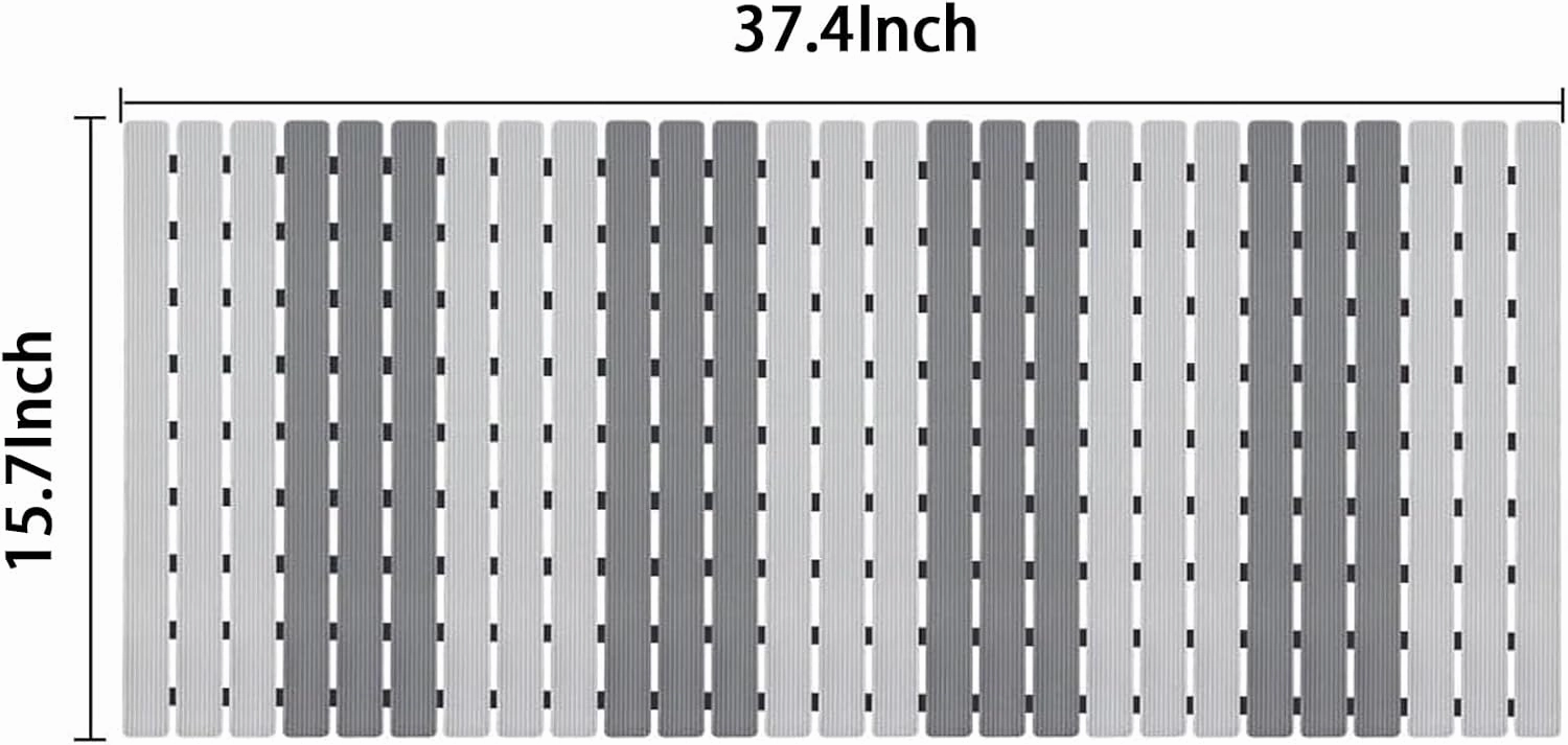 BEMISO Shower Mat Non Slip Bathtub Mat with Suction Cups and Drain Holes 37.4 x15.7 Inch Bath Mat for Tub & Shower.Easy Dry,Easy to Cut,Eco-Friendly