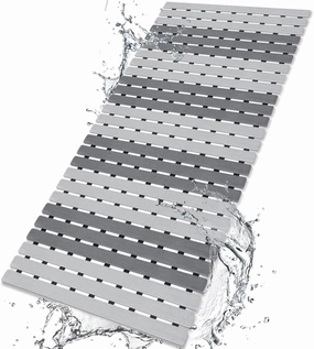 BEMISO Shower Mat Non Slip Bathtub Mat with Suction Cups and Drain Holes 37.4 x15.7 Inch Bath Mat for Tub & Shower.Easy Dry,Easy to Cut,Eco-Friendly