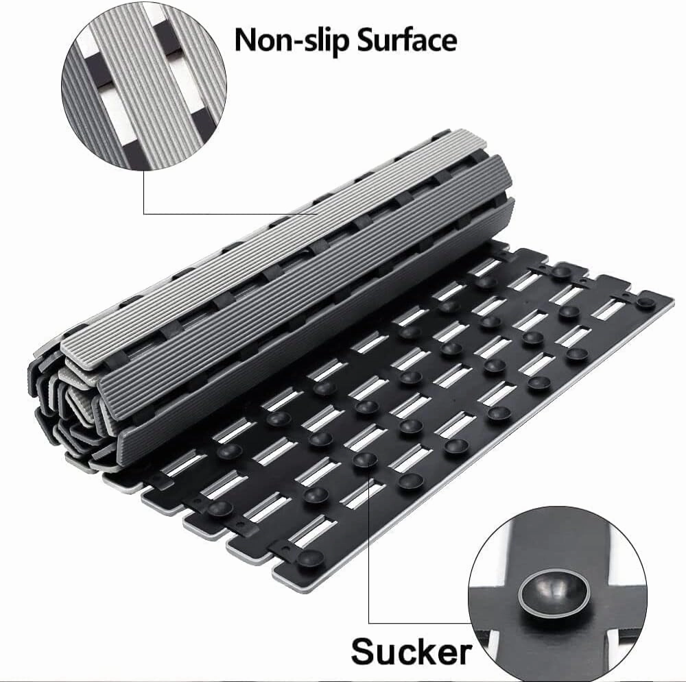 BEMISO Shower Mat Non Slip Bathtub Mat with Suction Cups and Drain Holes 37.4 x15.7 Inch Bath Mat for Tub & Shower.Easy Dry,Easy to Cut,Eco-Friendly