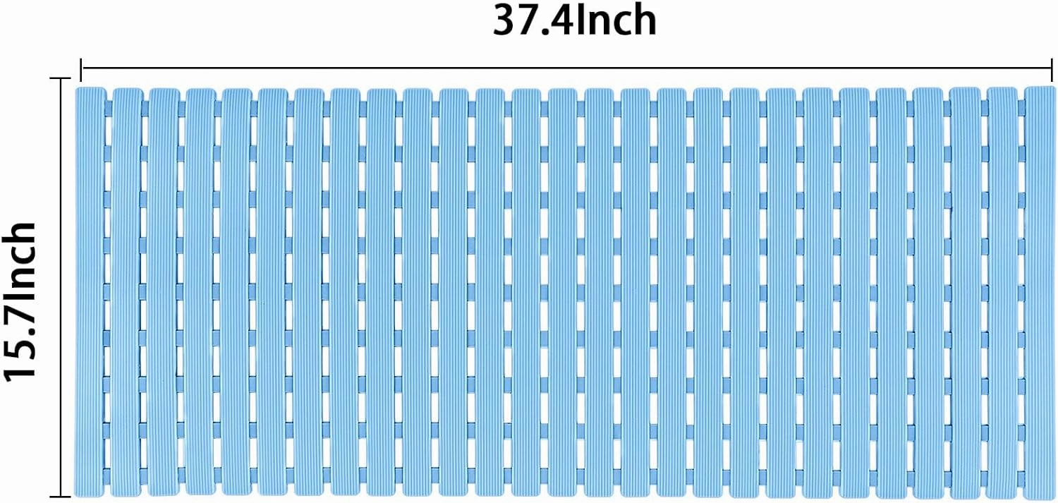 BEMISO Shower Mat Non Slip Bathtub Mat with Suction Cups and Drain Holes 37.4 x15.7 Inch Bath Mat for Tub & Shower.Easy Dry,Easy to Cut,Eco-Friendly
