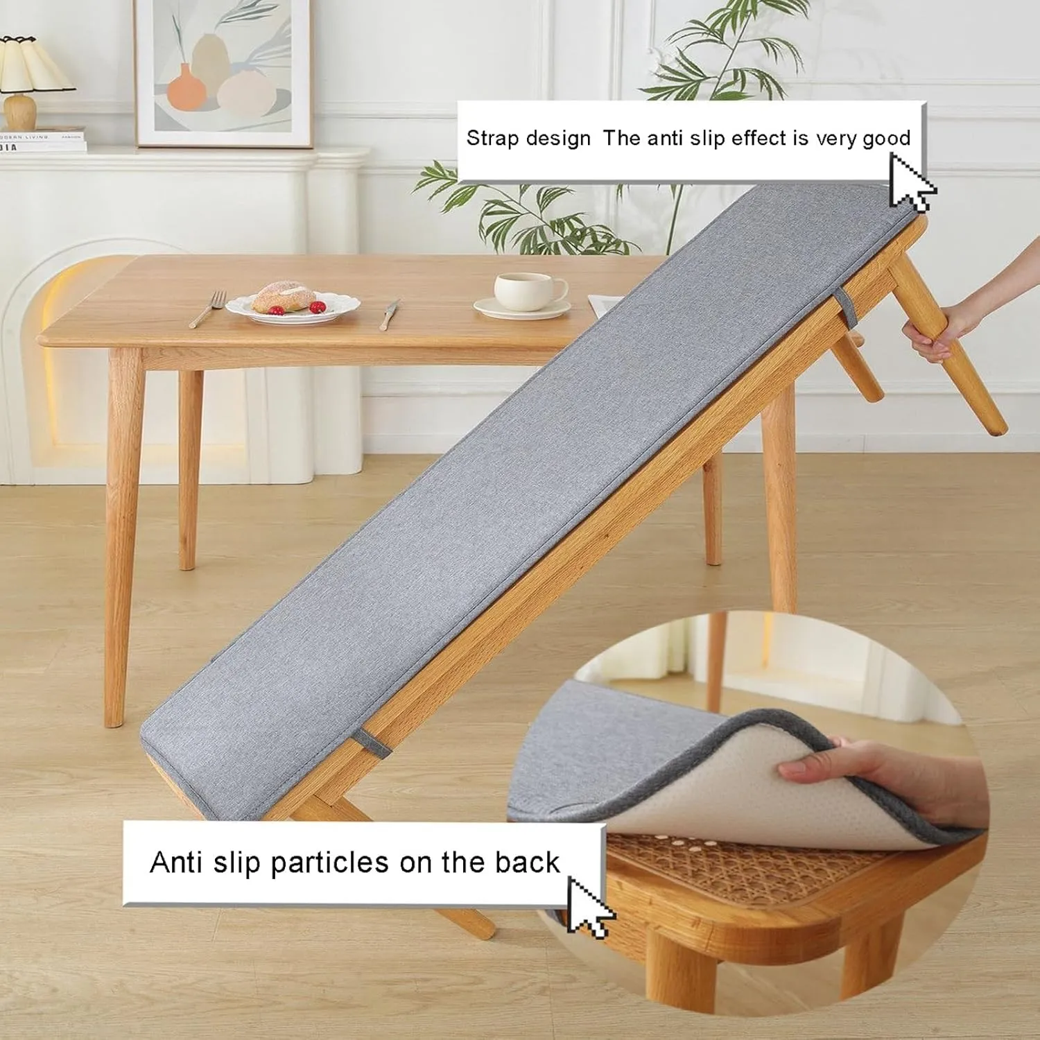 Bench Cushions for Indoor Furniture 40/48/60 x 14/15/17/11 inch Rectangular Non Slip Outdoor Bench Cushion pad for Deck Chair Swings Bench Cushion(Dark Gray,13x59inch)