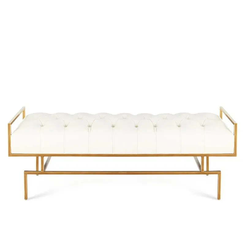 Bench Light Luxury Soft Leather Buckle Long Bench Bed End Replacement Benches