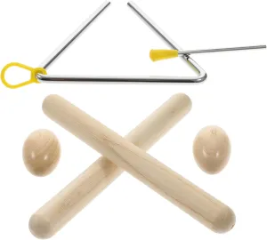 BESPORTBLE 1 Set Percussion Instrument Triangle Iron Sticks Shaker Eggs Safe Design for Rhythm Education Music Enlightenment for Early Parent Interaction