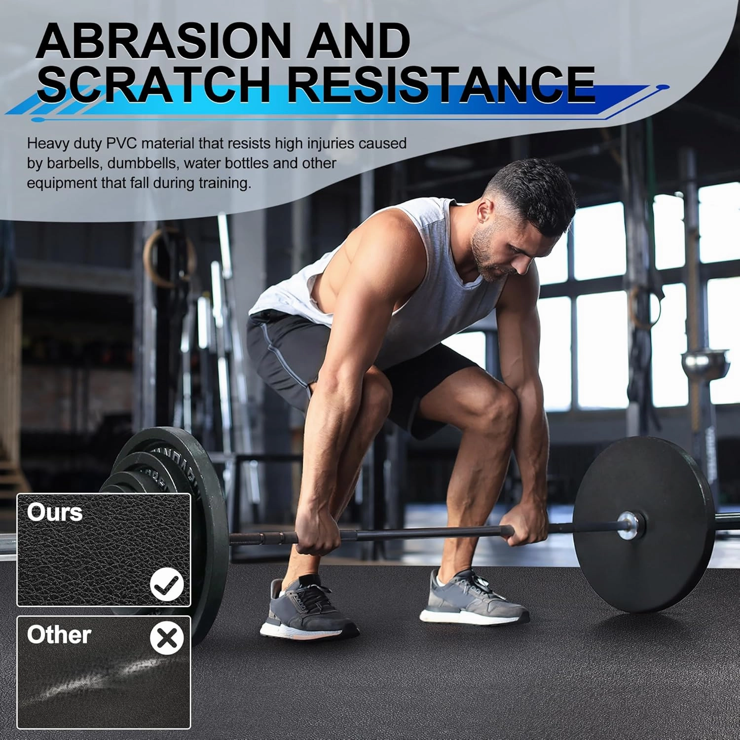 BesWin Large Exercise Mat 8'x4'x6mm/8mm, Extra Thick Workout Mats for Home Gym Flooring, High Density Non-Slip Gym Mats Fitness Mat for Cardio, Weights, Jump Rope, Fitness-Use With or Without Shoes
