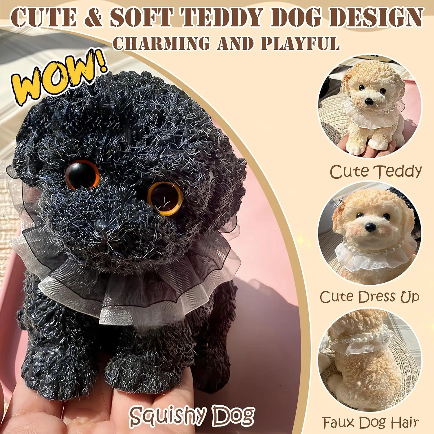 Big taba Squishy Dog, Handmade Squishy Dog Stress Relief Toy for Adult/Kids, Cute & Soft Teddy Dog Design, Perfect Squeeze Toys Gift for Relaxation and Fun