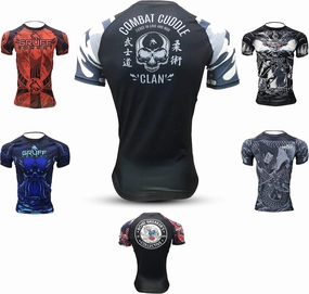 BJJ Rash Guards Grappling MMA Jiu Jitsu No Gi UFC Shirt Fight Wear, Short Sleeves