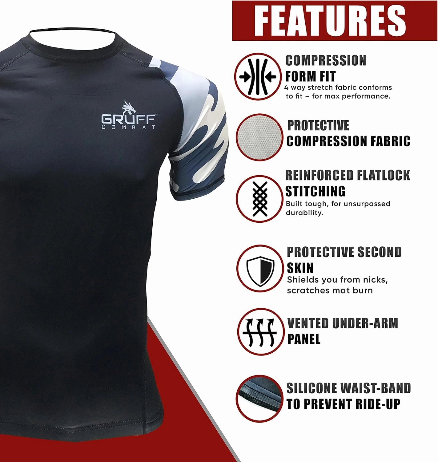 BJJ Rash Guards Grappling MMA Jiu Jitsu No Gi UFC Shirt Fight Wear, Short Sleeves