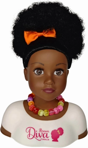 Black African Brown Styling Head Dolls with Curly Afro Hair and 5 Accessories, for Kids, Kids Toys for Ages 3 Up