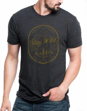Black Lantern Graphic Tees, Screen Printed Tri Blend T Shirt in Tri-Black, Stay Wild Design (XX-Large)