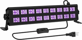 Black Light Bar Glow Party - 54W 18LEDs Powerful UV Black Light Glow in The Dark Party Supplies for Blacklights Party Body Paint Birthday Music Dance Nightclub Halloween Christmas Stage Lighting