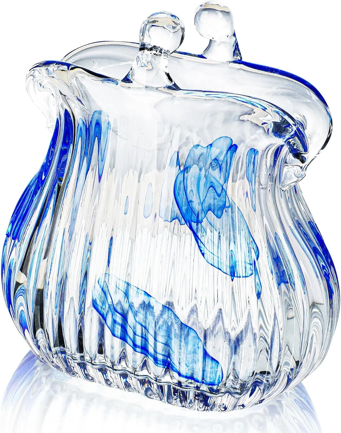 Blown Glass Purse Vases for Flowers, Cute Purse Vases for Home Decor Tables Centerpieces, Wide Mouth Modern Art Gift for Mom