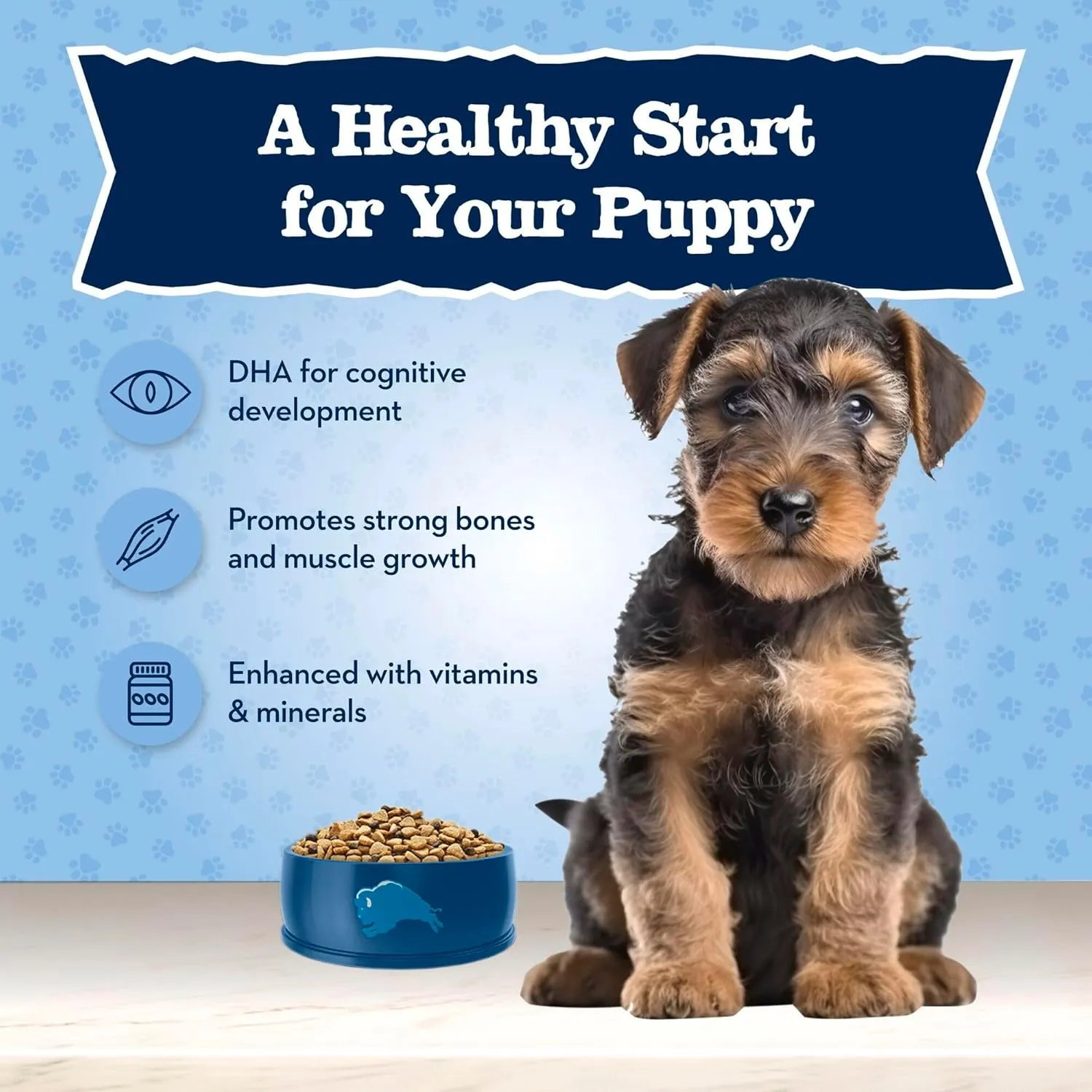 Blue Buffalo Baby Blue Natural Dry Food for Puppies, Healthy Growth Formula with DHA, Savory Chicken Recipe, 11-lb Bag