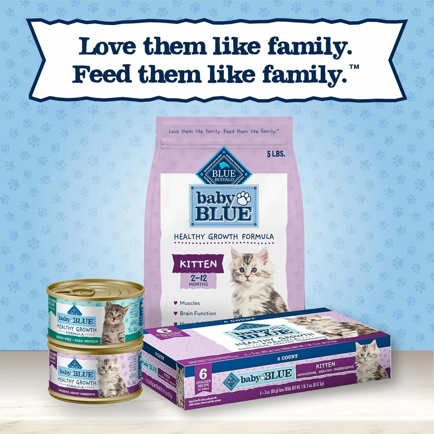 Blue Buffalo Baby Blue Natural Dry Food for Kittens, Healthy Growth Formula with DHA, Chicken and Brown Rice Recipe, 5-lb. Bag
