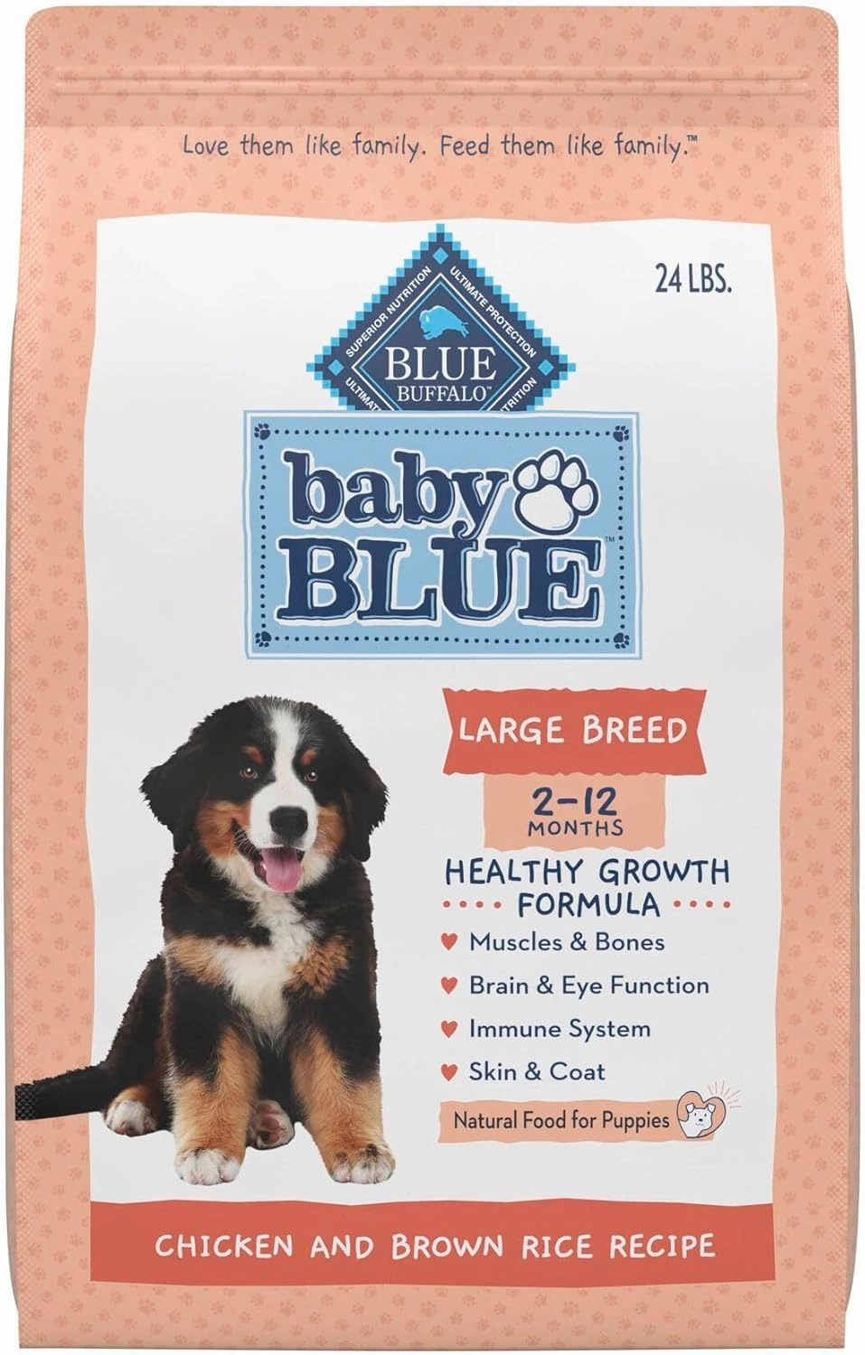 Blue Buffalo Baby BLUE Natural Large Breed Puppy Dry Dog Food, Healthy Growth Formula with DHA, Chicken and Brown Rice Recipe, 24-lb. Bag