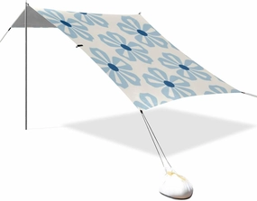 Blue Simple Floral Designed UPF50  Beach Cabana Lightweight Large Portable Sun Shelter with Sand Pockets for Camping, Picnics, Backyard reposeras para Playa