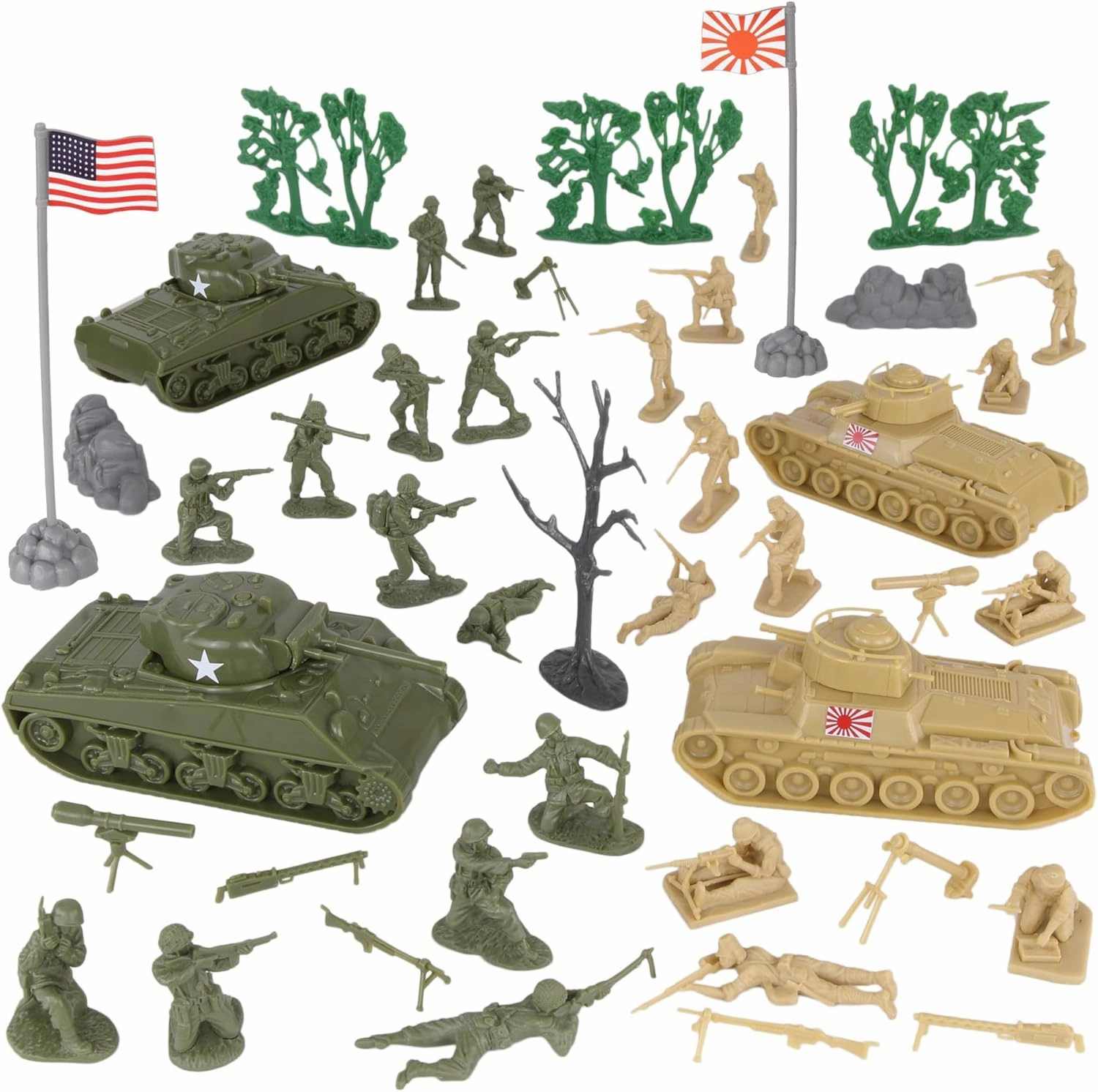 BMC CTS WW2 Battle of Saipan - Plastic Army Men 45pc Pacific Tank Battle Playset