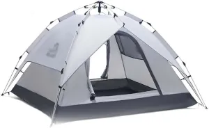 BNEI Family Camping Tent for 4 People, Double Doors, Automatic Installation, Sun Protection, Blue/Green/Grey/Starry Blue