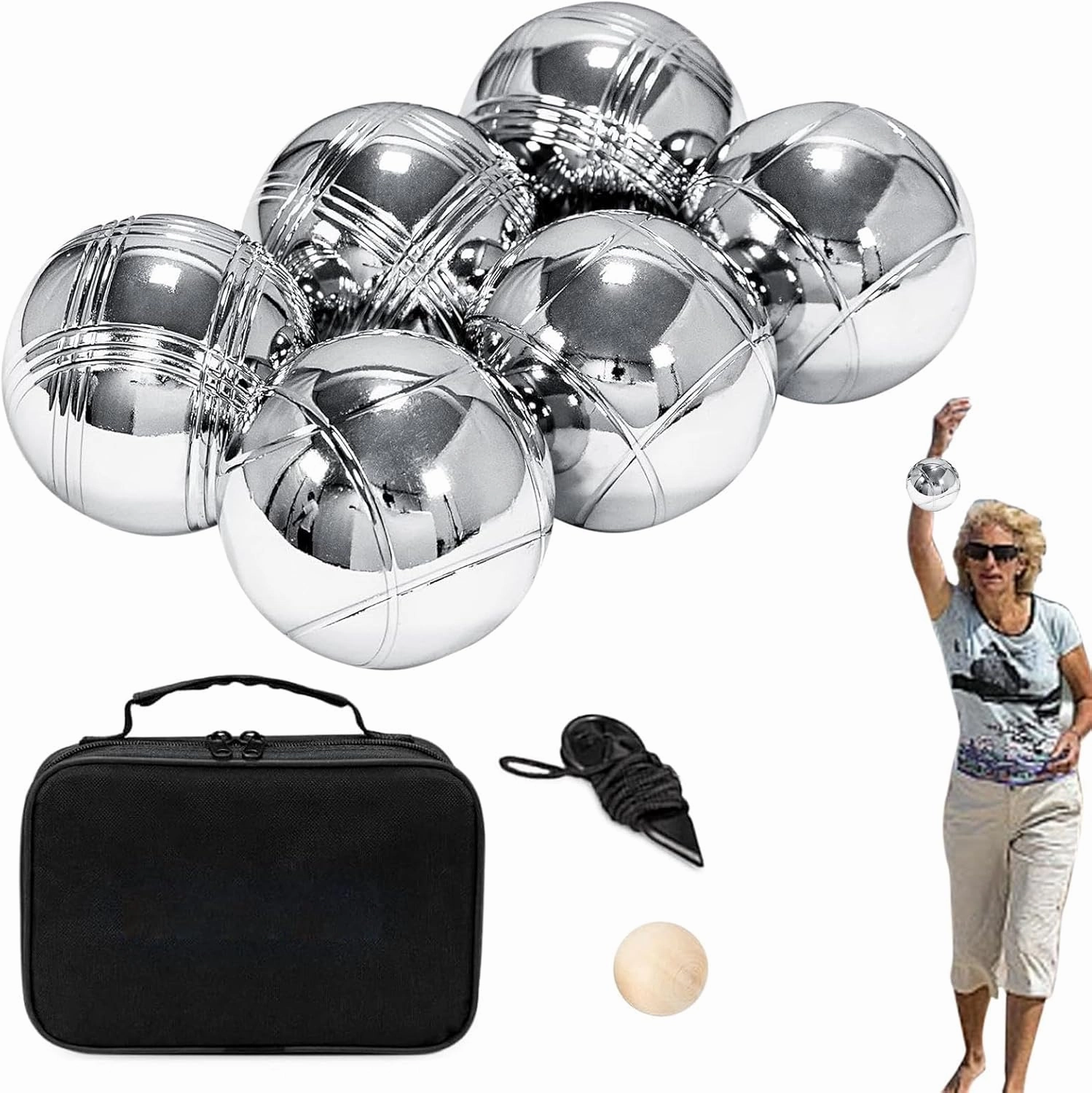 Boules Ball Set Outdoor Metal Ball Set for Beach Vacation Picnic