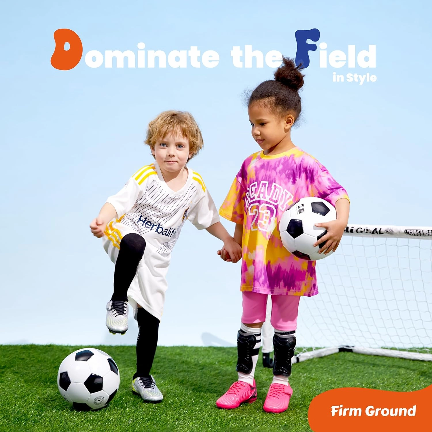 Boys Girls Soccer Cleats Athletic Outdoor Football Shoes Training Lightweight Unisex-Child Youth Futsal Indoor Turf Firm Artificial Ground Flexible Durable Comfortable Leadoff Traction Breathable