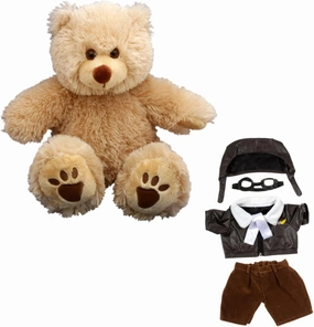 Brown Patches Bear with Pilot Outfit Helmet Goggles and Scarf, 16 Inch Stuffed Animal Pilot Outfit Aviator Uniform, Soft Plush Toy for Graduation Day and Summers