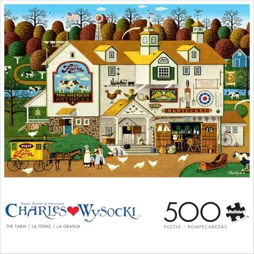 Buffalo Games - Charles Wysocki - The Farm - 500 Piece Jigsaw Puzzle for Adults -Challenging Puzzle Perfect for Game Nights - Finished Size is 21.25 x 15.00