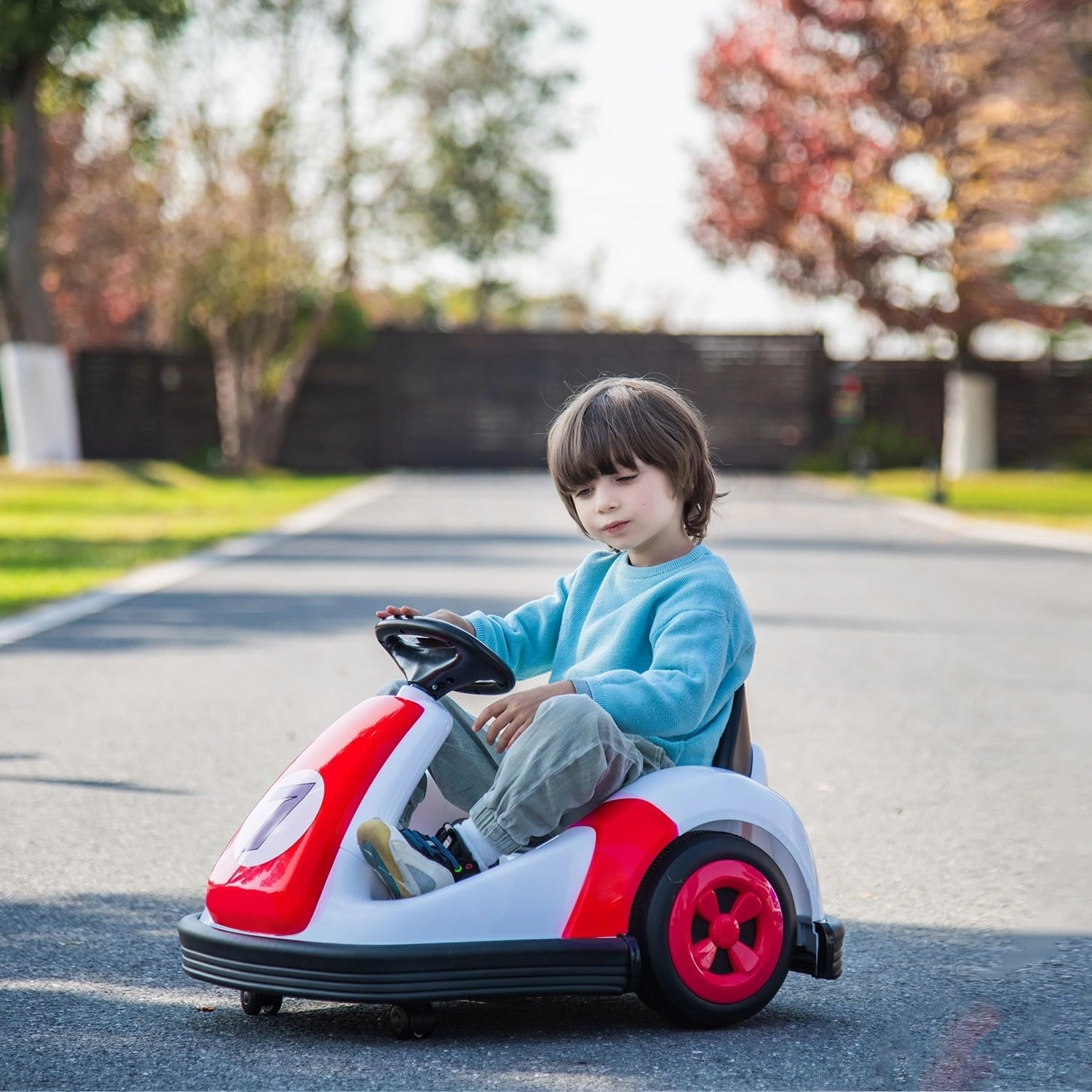 Bumper Car for Kids, 6V Electric Ride On with Safety Belt, 360° Spin, Baby Bumper Car with Music & Horn, Birthday Gift for Boys & Girls 3  Years, Red