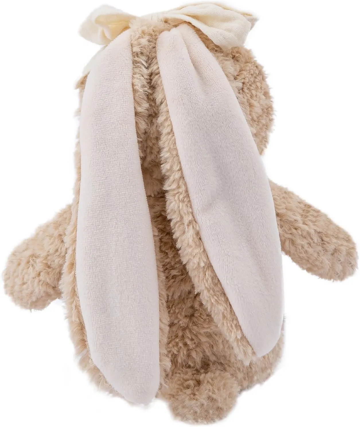 Bunny Stuffed Animal Soft Rabbit Cuddly Toy 8'' Long - Eared Brown Plush Bunny with Cream Bow Plush Toys for Babies and Toddlers