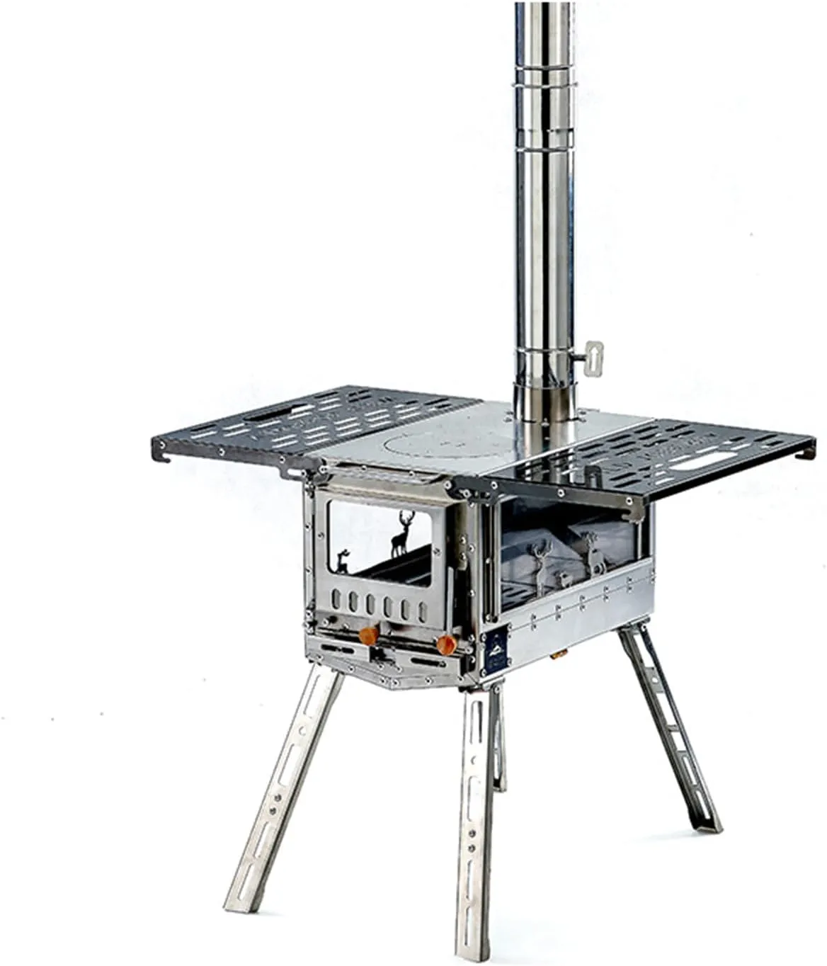 Camping Stoves for Tents, Shelters, Yurts Portable Wood Burning Folding Stove for Camp, Cooking Outdoor Compact Folding Wood Burning Stove with Chimney Pipes