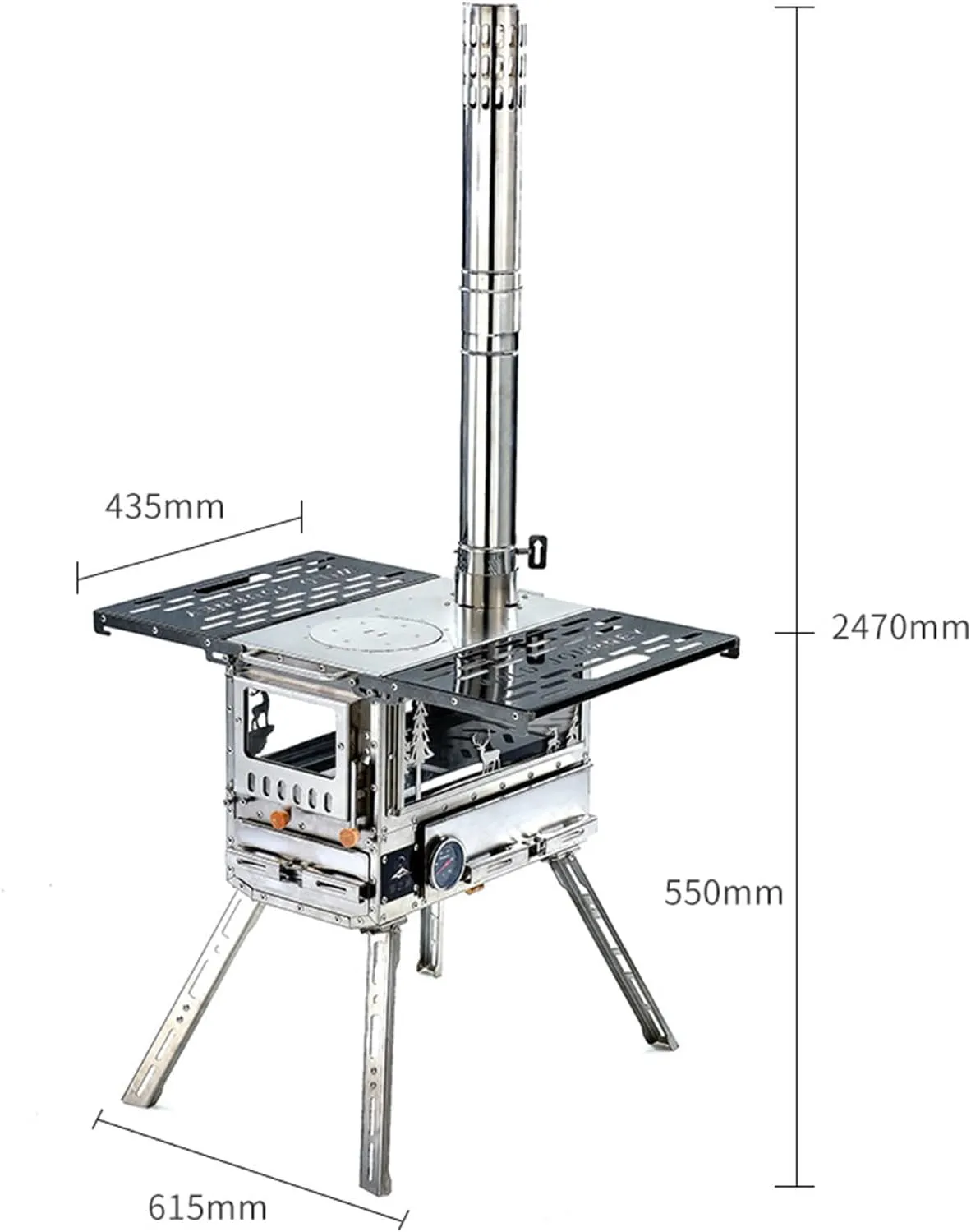 Camping Stoves for Tents, Shelters, Yurts Portable Wood Burning Folding Stove for Camp, Cooking Outdoor Compact Folding Wood Burning Stove with Chimney Pipes
