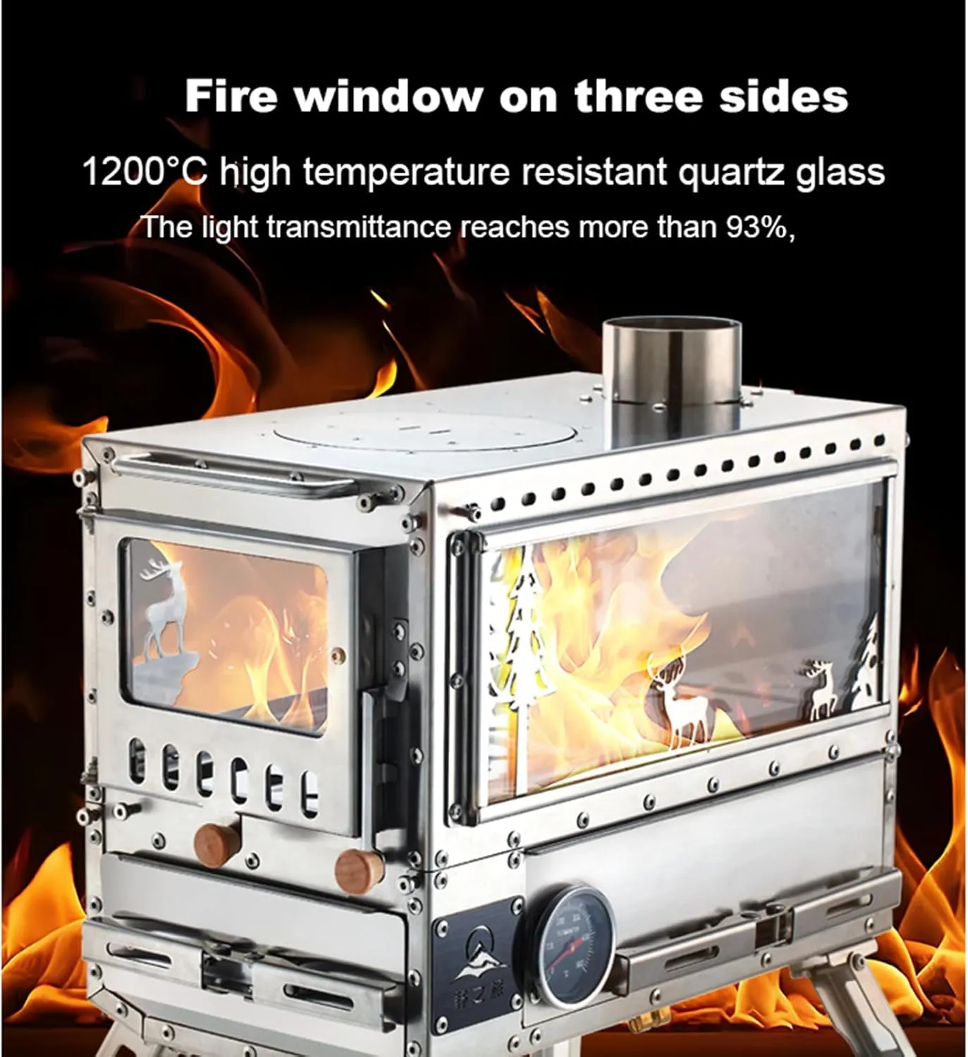 Camping Stoves for Tents, Shelters, Yurts Portable Wood Burning Folding Stove for Camp, Cooking Outdoor Compact Folding Wood Burning Stove with Chimney Pipes