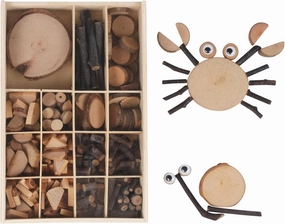 Candywood Wooden Unfinished Craft Kits Toy,Unfinished Natural Wood Slices Loose Part Play,DIY Wood Slices Kit for Toddler 3 