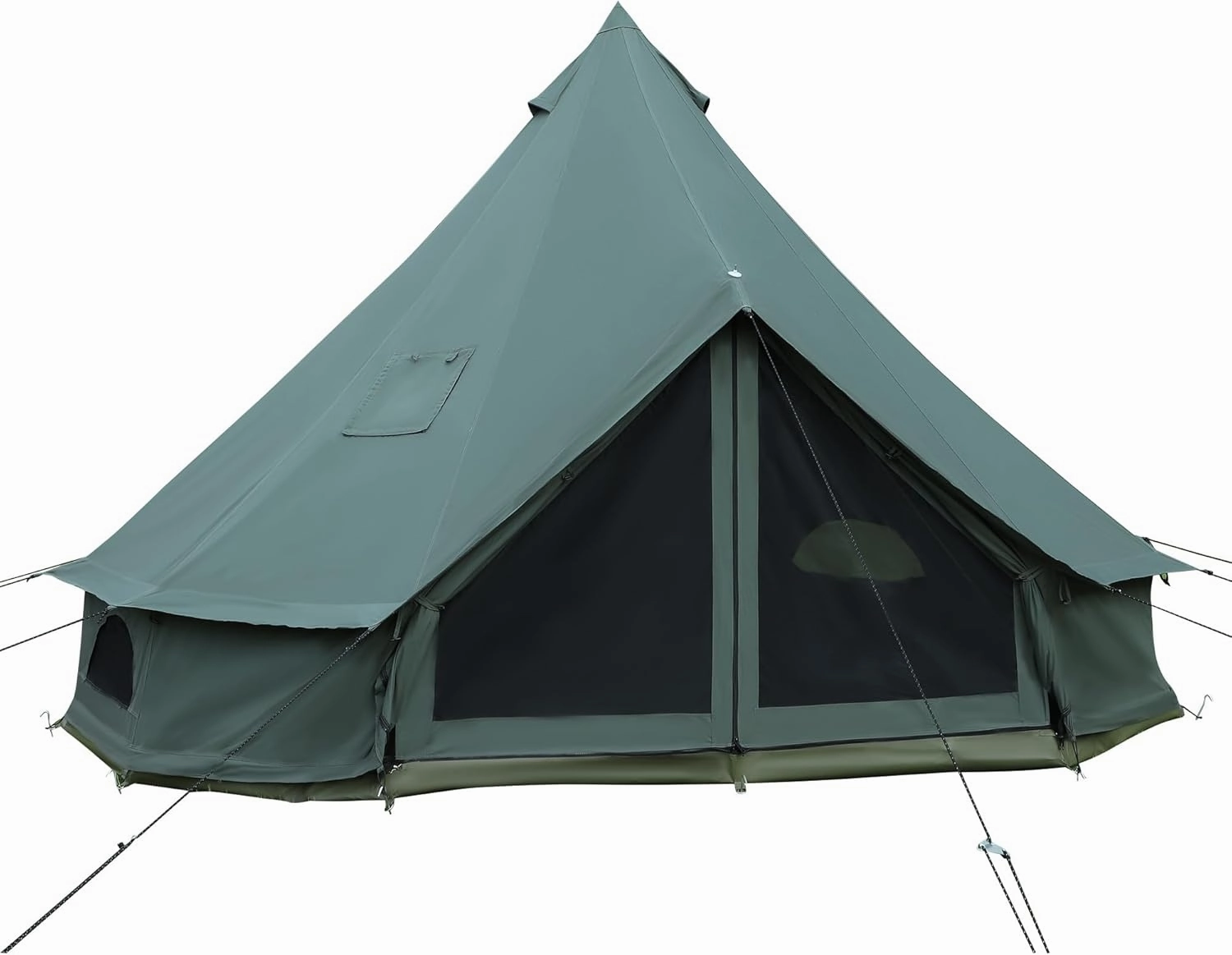 Canvas Bell Yurt Tent, 4-Seasons Shelter with Stove Jack & Waterproof, Luxury Camping Tent for Family Outdoor Adventures, 6-8 Person Use (3M-Army Green(10'))