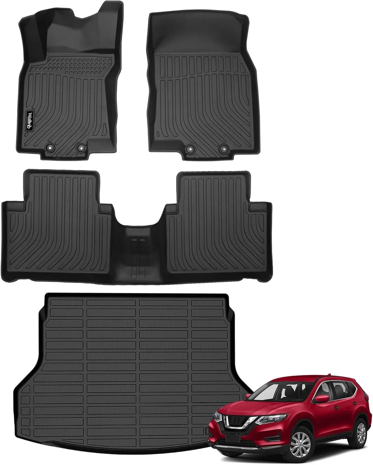 Car Floor Mats Custom Fit 2014-2020 Nissan Rogue 5 Seat (Not Fit 7-Seat or Hybrid) All Weather Floor Mats for Nissan Rogue 2014-2020 TPE Durable Floor Liners Accessories
