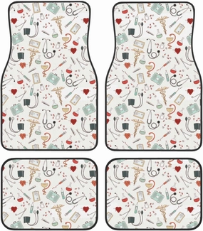 Car Floor Mats Carpet 4pcs Doctor Nurse Floor Mats for Cars Universal Vehicle Front Rear Rugs Car Decor Accessories for Trucks